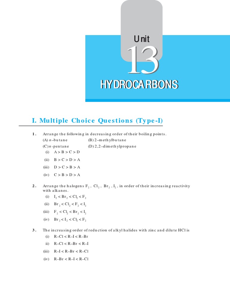 11 Chemistry Exemplar Chapter 13 | PDF | Alkene | Alkane