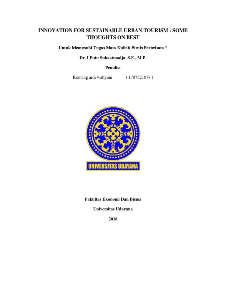 Sustainable Urban Tourism Innovations | PDF | Tourism | Sustainability