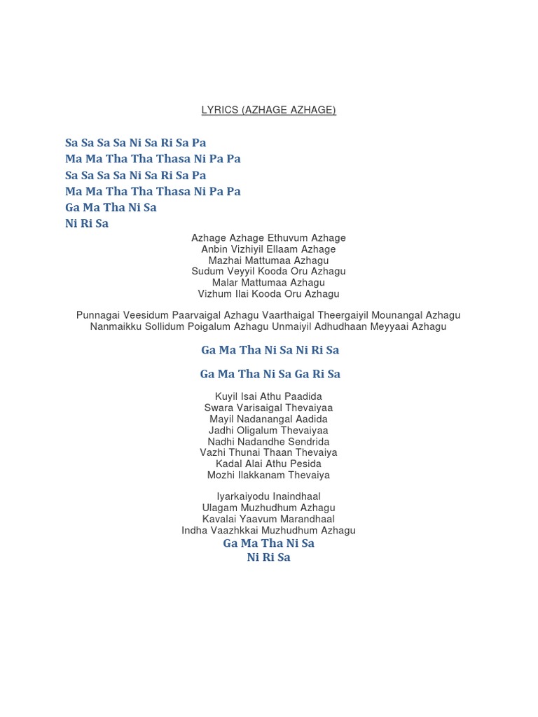 Azhage Azhage 2 Pdf Classical And Art Music Traditions