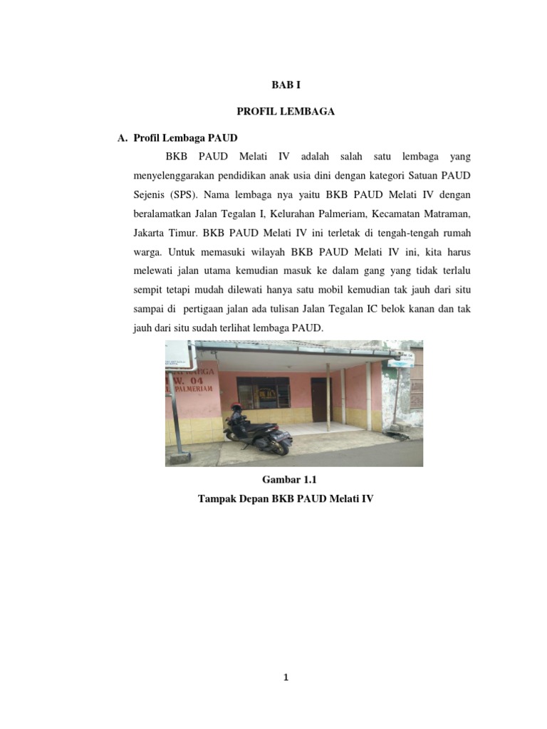 Bab I Profil Lembaga A Profil Lembaga Paud