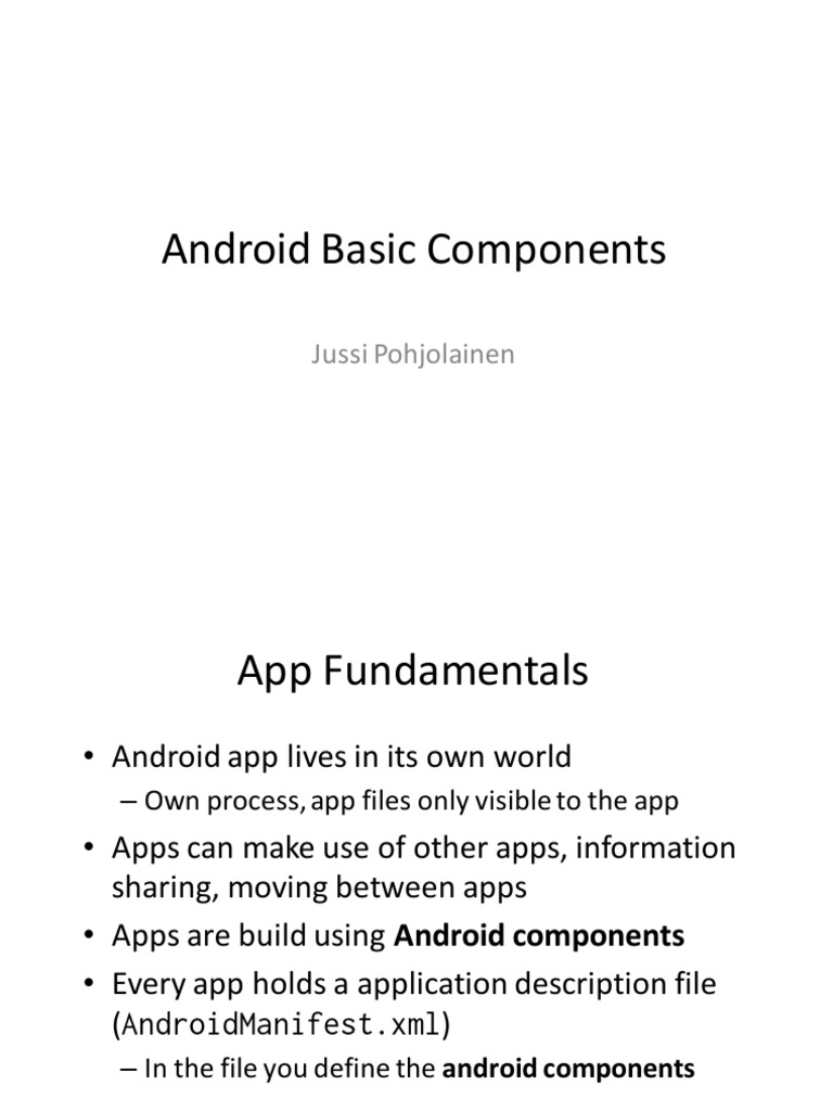 03 Android Basic Components PPTX 110129014912 Phpapp02 | PDF | Mobile ...