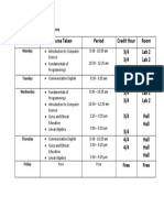 Day Course Taken Period Credit Hour Room 3/4 3/4 Lab 2 Lab 2