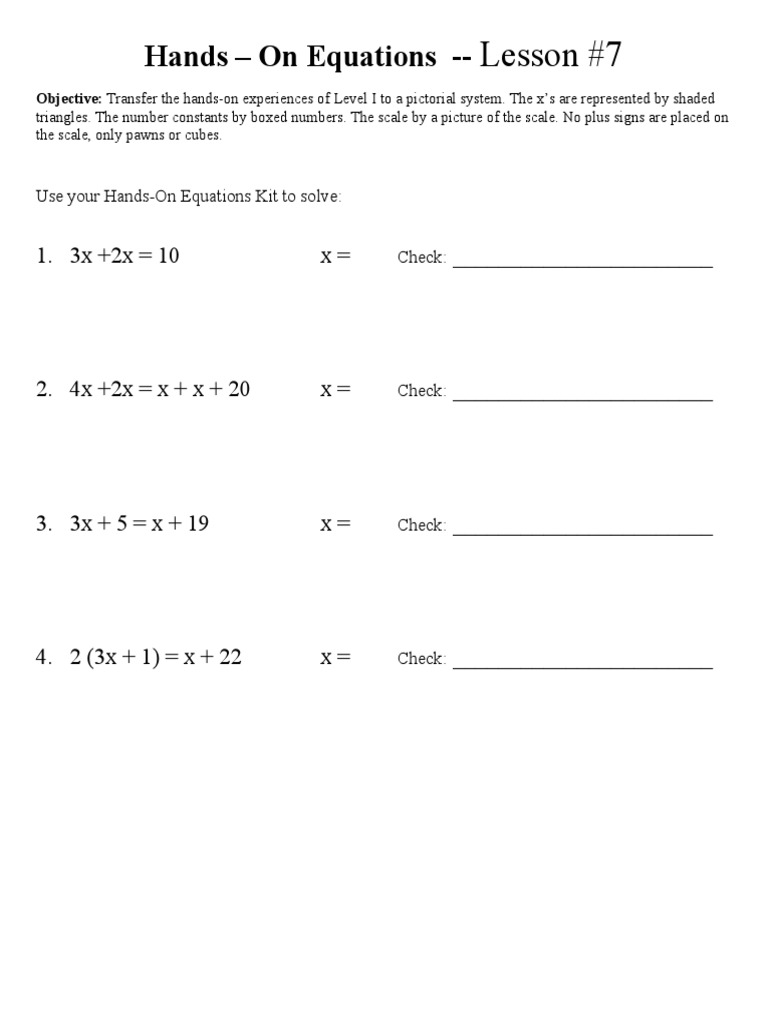 Lesson 7: Solving for x in Equations | PDF | Teaching Methods & Materials