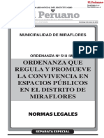 Ordenanza Que Regular y Promueve La Convivencia en Espacios Públicos en Miraflores