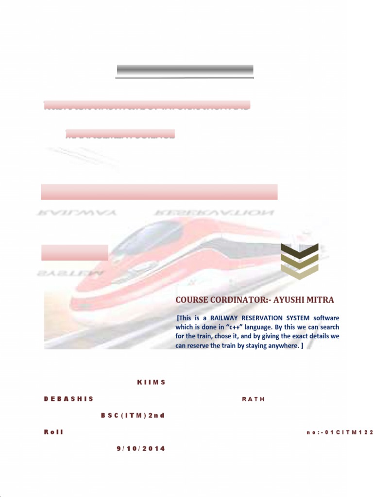 Railway Reservation Software | PDF | Ticket (Admission) | Microsoft Access