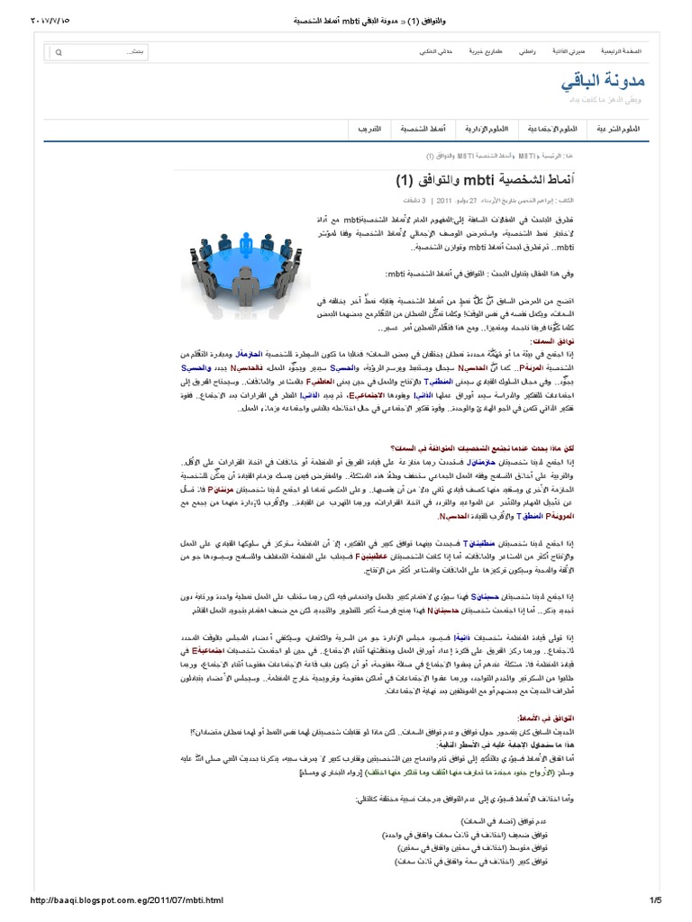 أنماط الشخصية Mbti والتوافق 1 مدونة الباقي