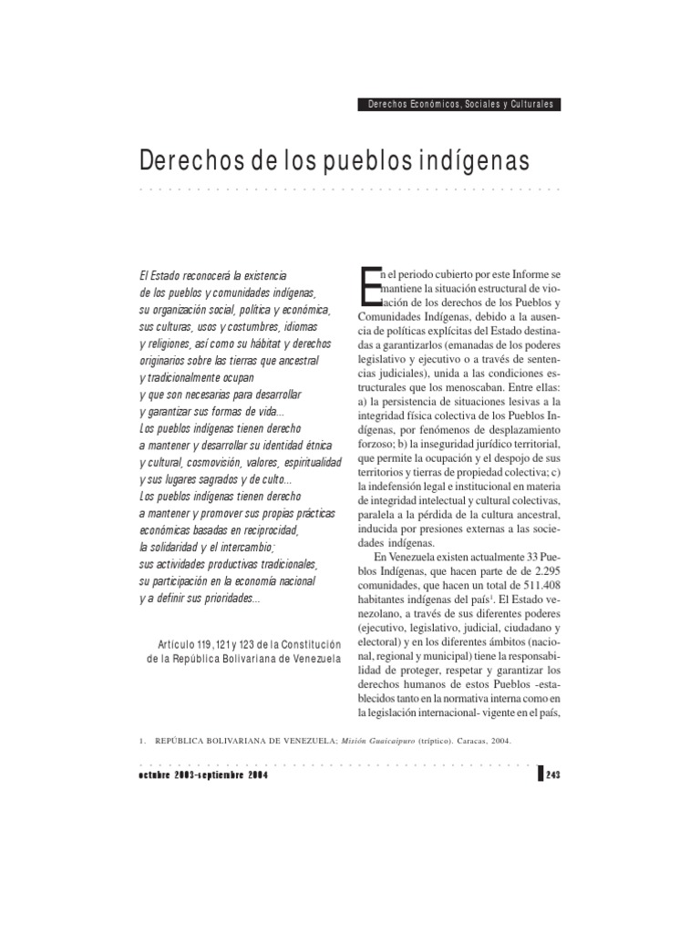 007 Derechos de Los Pueblos Indios | PDF | Venezuela | Derechos humanos
