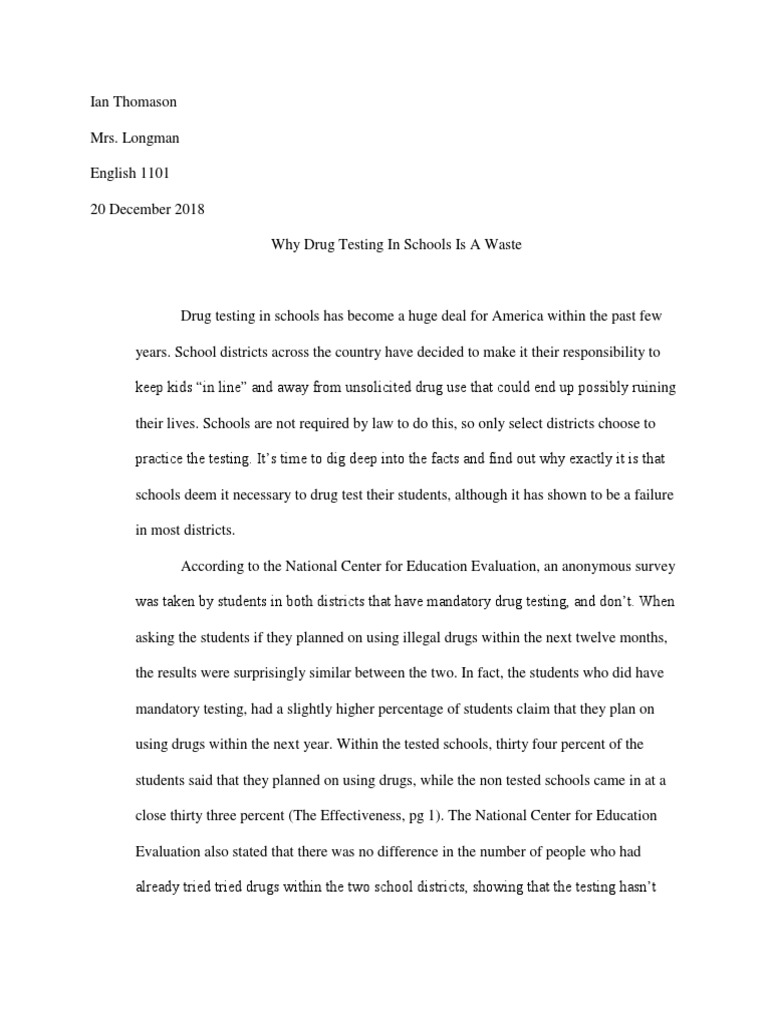 Drug Testing Essay PDF Substance Abuse Drug Test