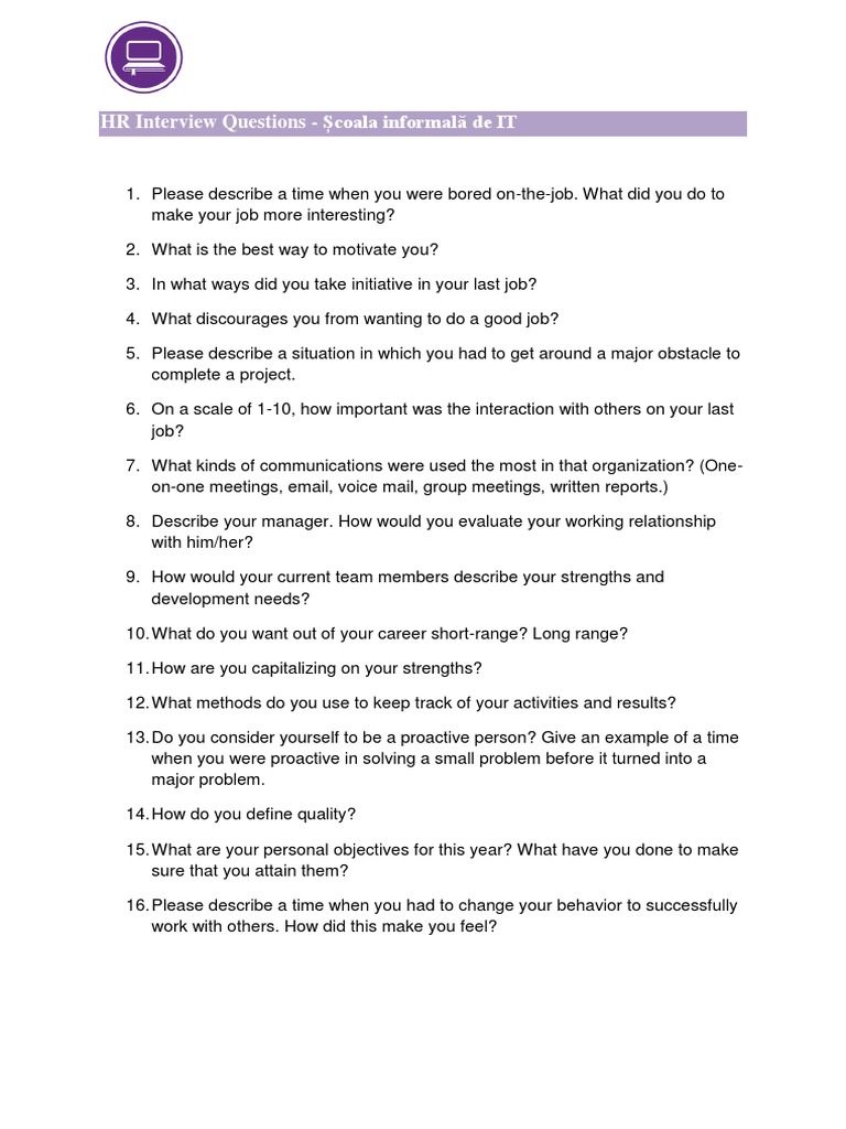 HR Interview Questions PDF