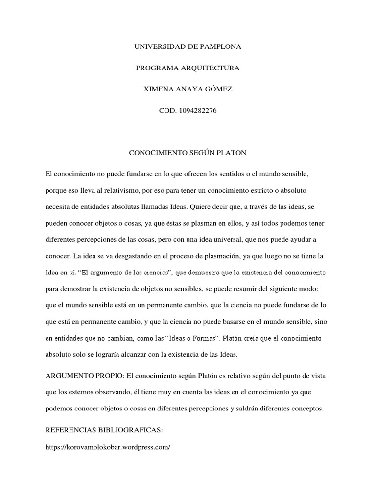 El Conocimiento Segun Platon Pdf Relativismo Platón