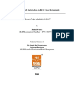 A Study On Job Satisfaction in First Class Restaurants: (Roll/Registration Number - 2731102394746)