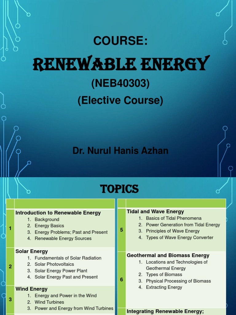 Renewable Energy Course Overview | PDF | Renewable Energy | Energy ...