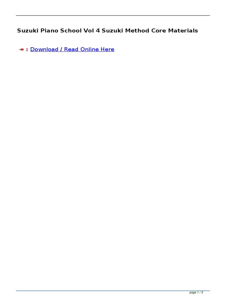 Suzuki Piano School Vol 4 Overview PDF