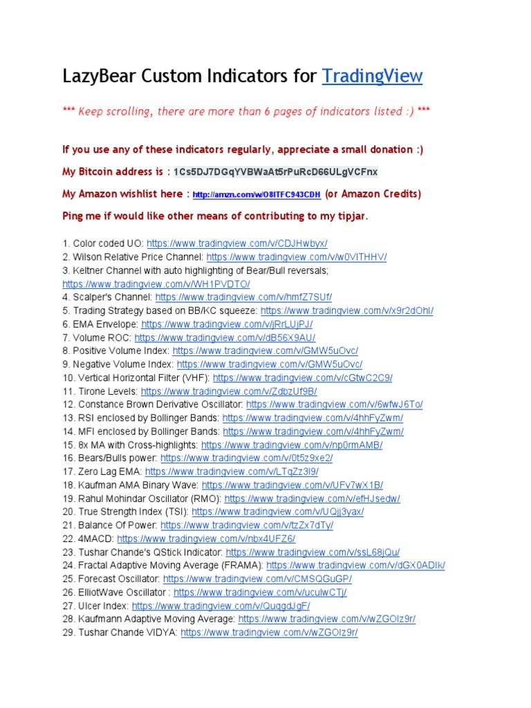 LazyBear TradingView Indicators List | PDF | Technical Analysis ...