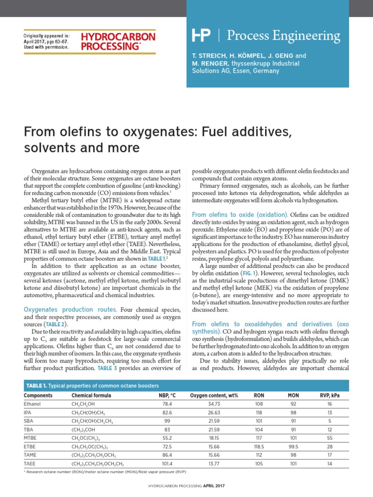 Olefins To Oxygenates PDF | PDF | Alkene | Alcohol