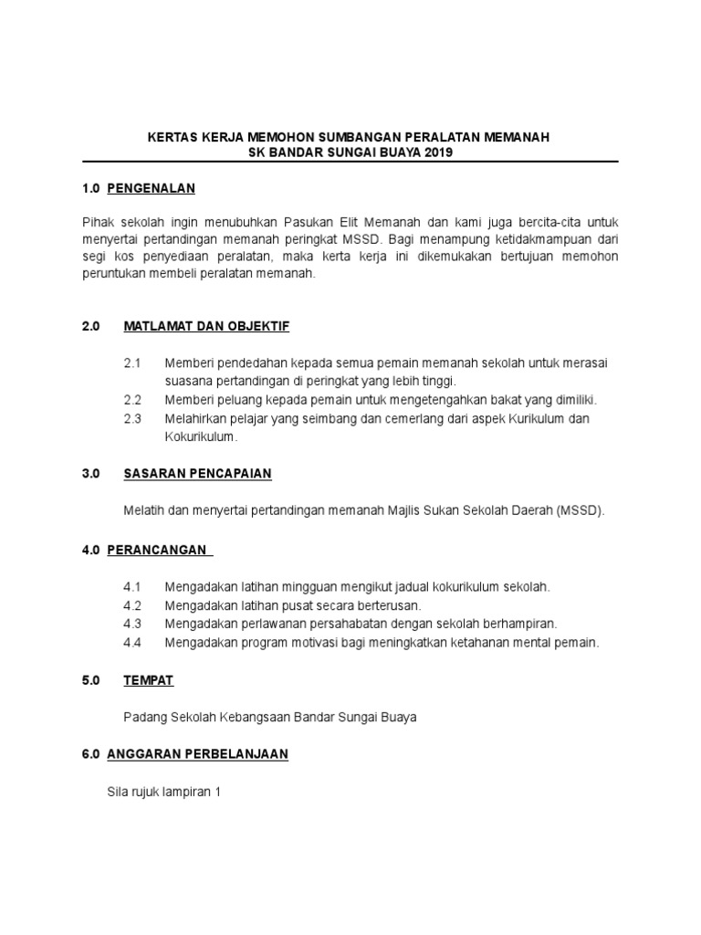 Contoh Kertas Kerja Pembelian Memanah