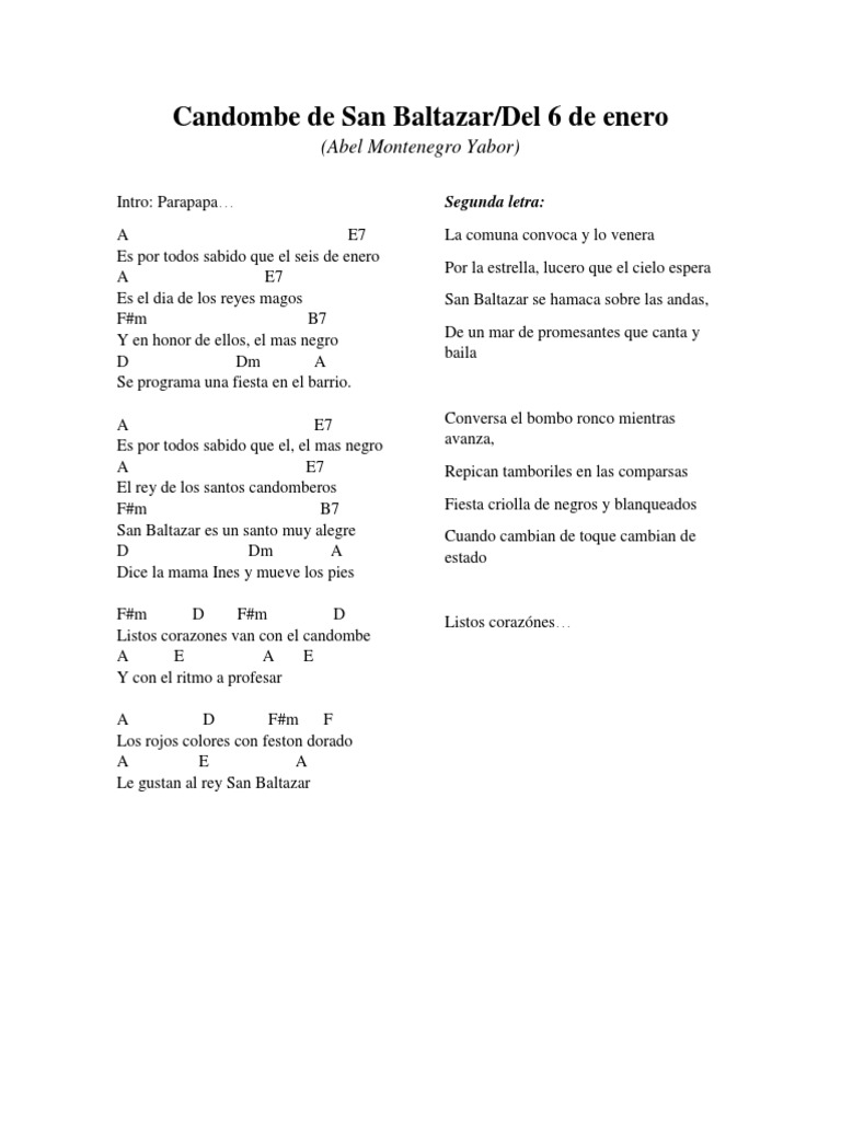 Candombe De San Baltazar Acordes