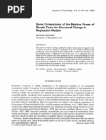 Some Comparisons of The Relative Power of Simple Tests For Structural Change in Regression Models