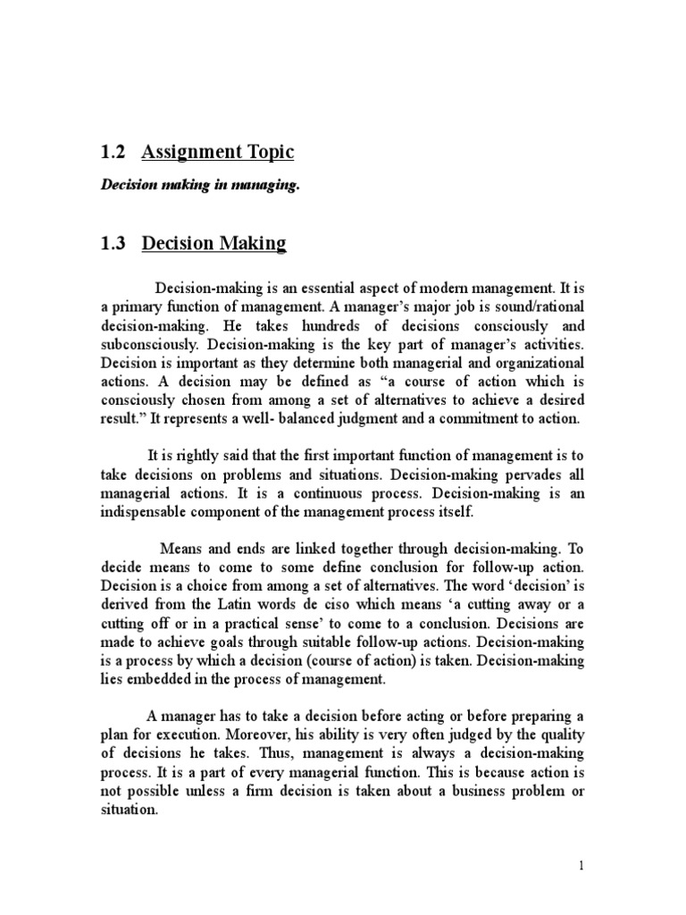 Assignment On Decision Making Process | PDF | Turnover (Employment ...
