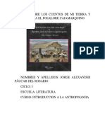 Informe Sobre Los Cuentos de Mi Tierra y Apuntes para El Folklore Cajamarquino