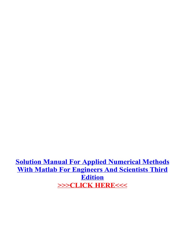 Docobook Com Solution Manual For Applied Numerical Methods With Numerical Analysis Matlab