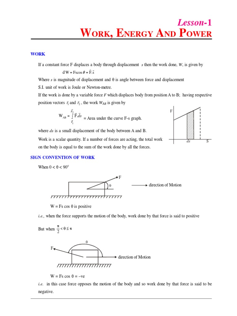 Work Energy Power | PDF | Kinetic Energy | Force