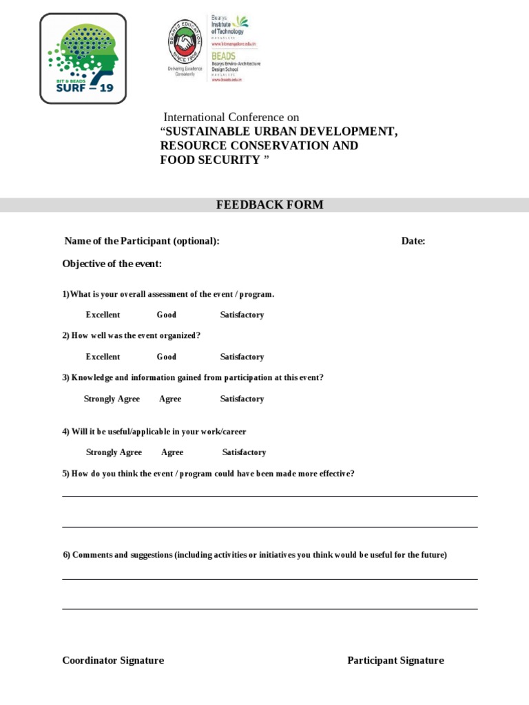 SURF Feedback Form | PDF