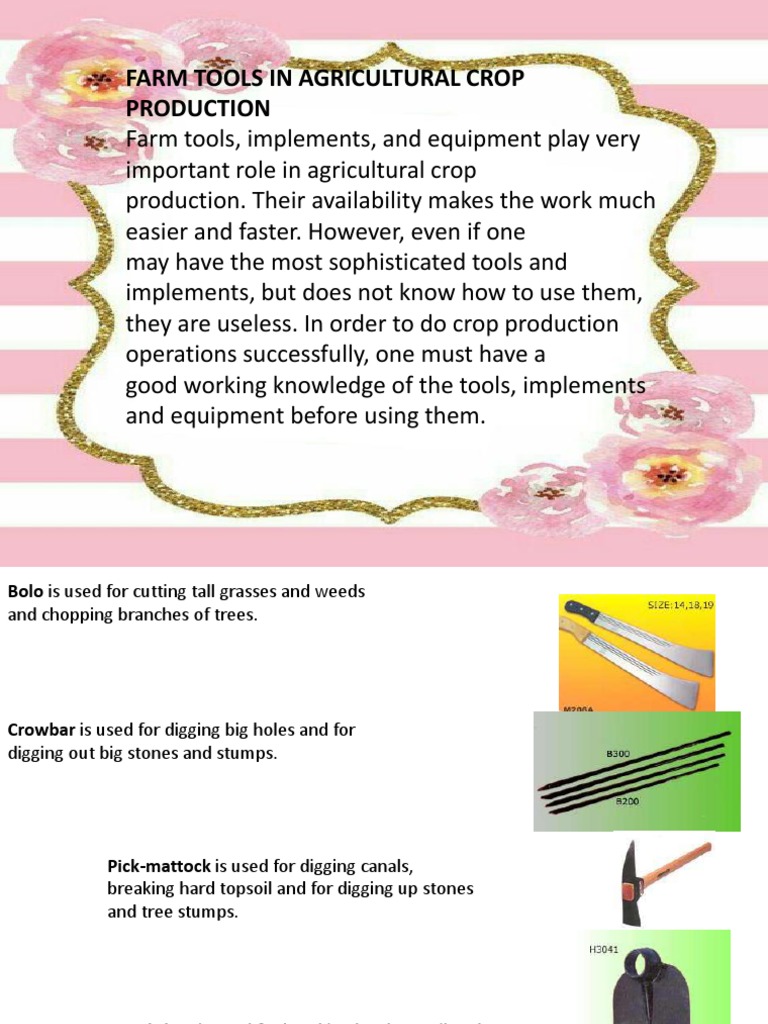 Essential Farm Tools for Crop Production | PDF