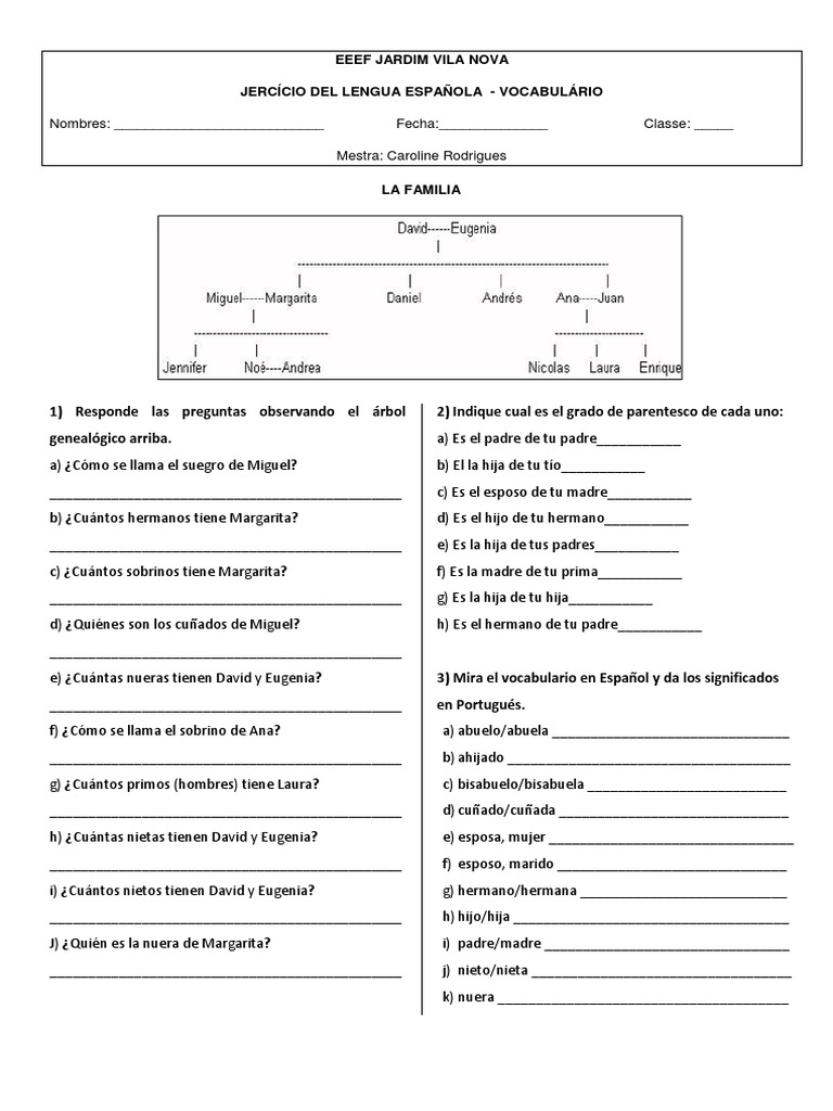 Actividades de Árbol Genealógico en Español | PDF | Familia | Sociedad
