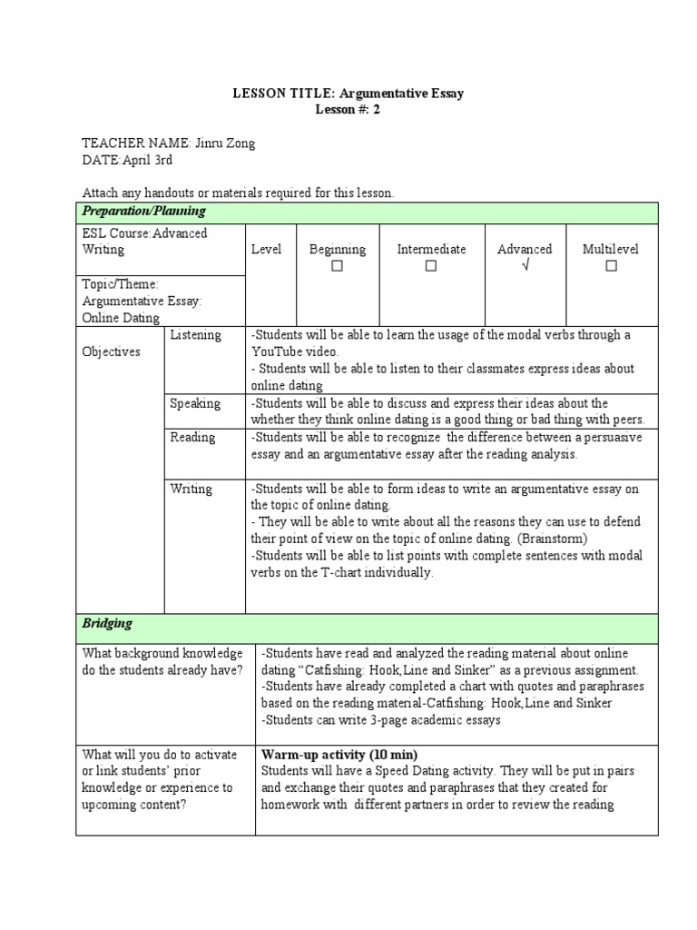 Lesson Plan Informal Class in Ela-2 | PDF | Essays | Teachers