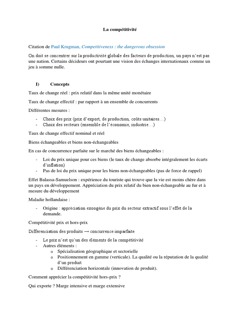La Competitivite
