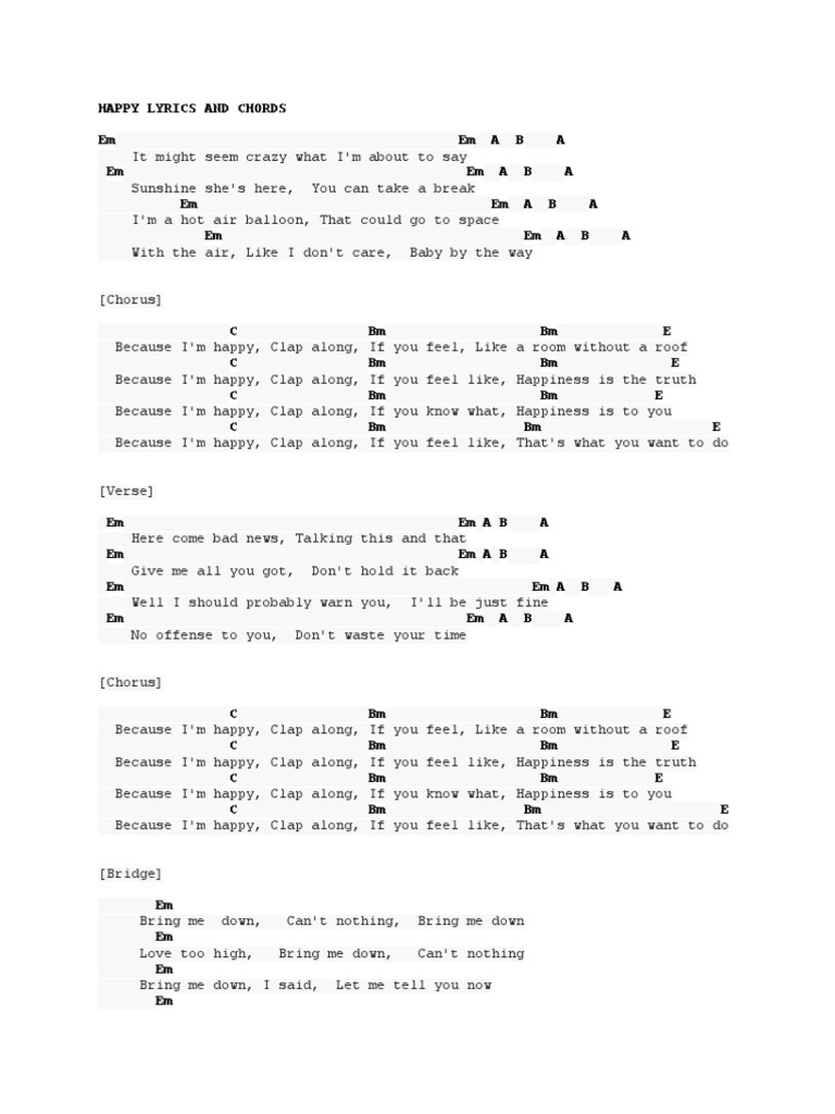 Happy Chords | PDF | Pop Songs | Song Recordings, image size:768x1024