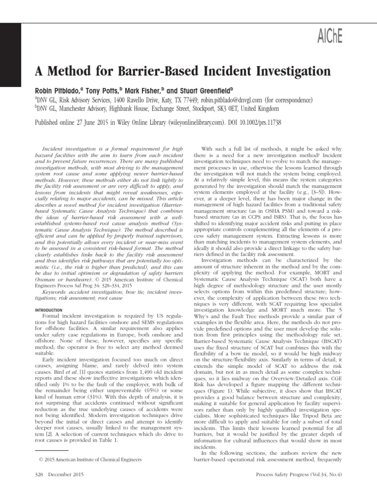 BSCAT: A Barrier-Based Incident Method | PDF | Risk | Risk Management