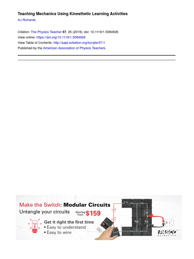 Kinesthetic Learning in Physics Teaching | PDF | Waves | Gases
