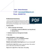 Name - Pritam Banerjee E-Mail - Phone - 8910927710: Professional Summary