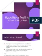 Hypothesis Testing : Z-Test, T-Test, F-Test
