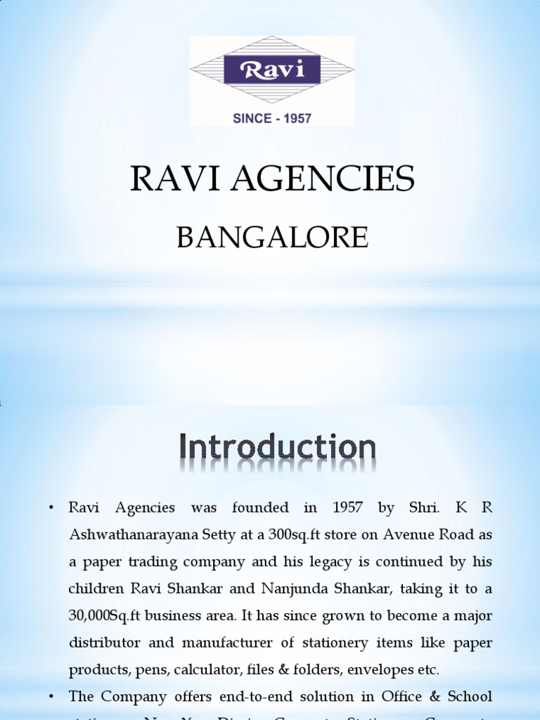 Ravi Agencies Profile | PDF | Office Equipment | Equipment