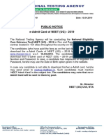 PublicNotice For Admit Card NEET PDF