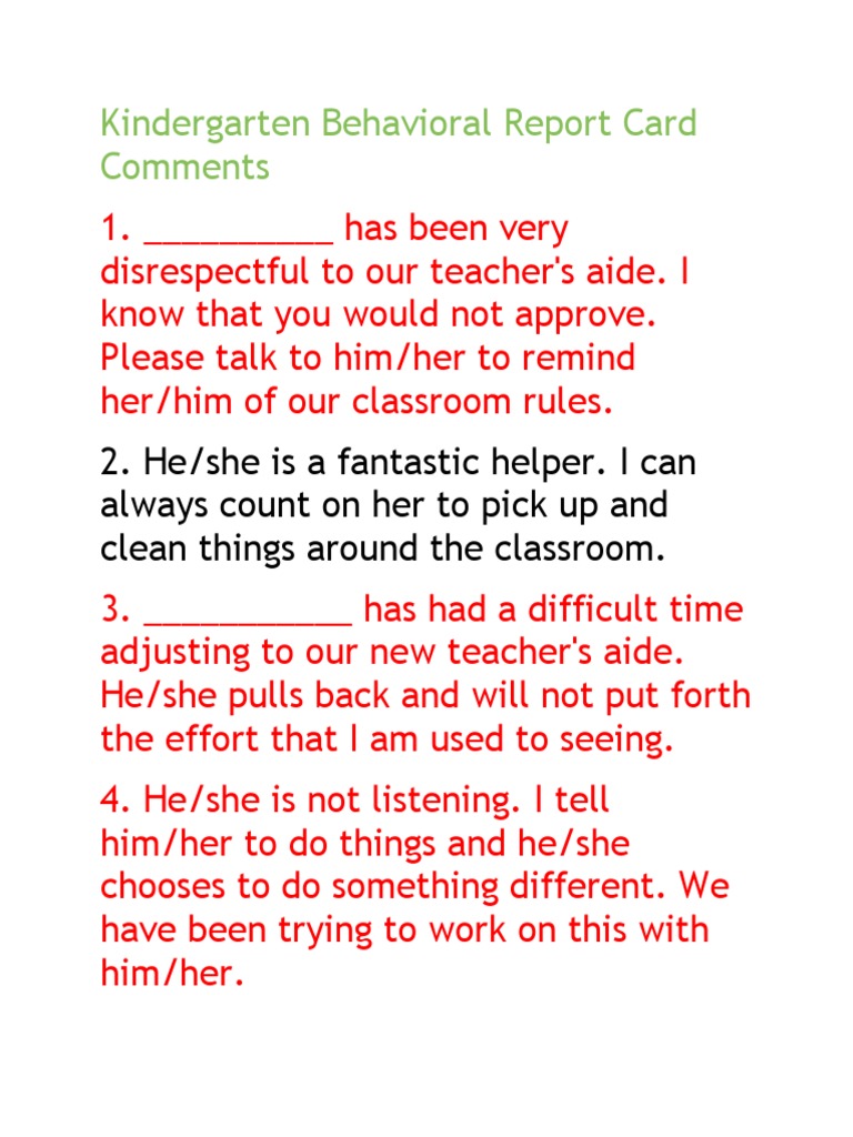 report card comments creative writing