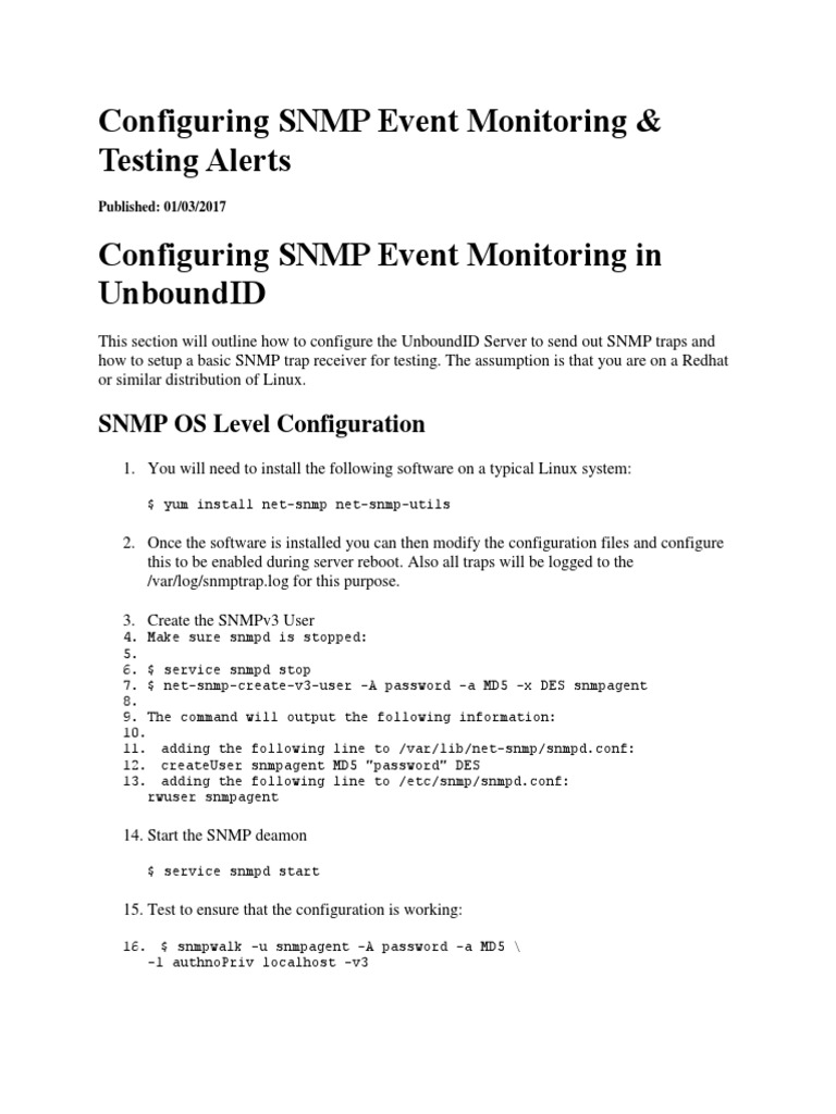 SNMP Event Monitoring Setup Guide | PDF | System Software | Software