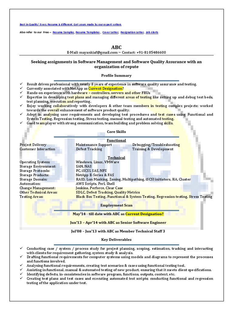Expert Software QA Resume Services | PDF | System | Systems Engineering