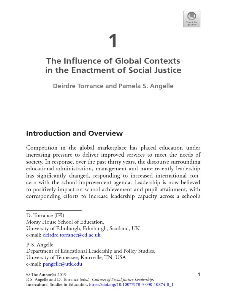 The Influence of Global Contexts in The Enactment of Social Justice ...