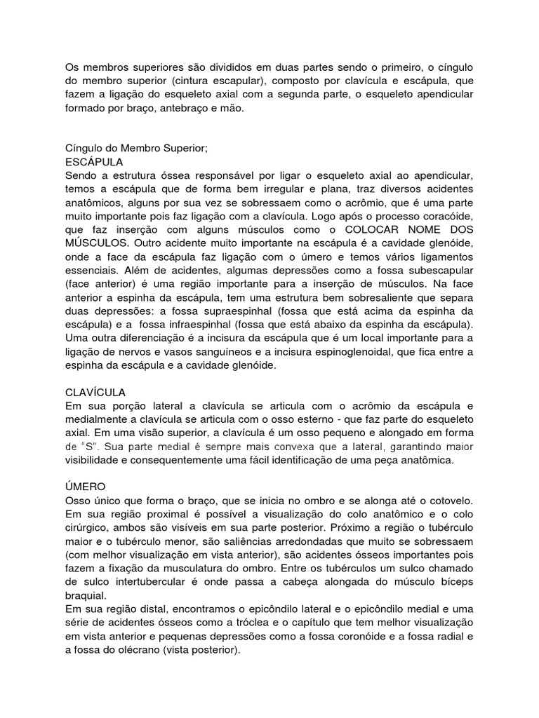 Anatomia - Texto - Membros Superiores, PDF, Cotovelo