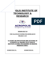 Acropolis Institute of Technology & Research: SESSION 2017-19 The Major Synopsis For Research Project On