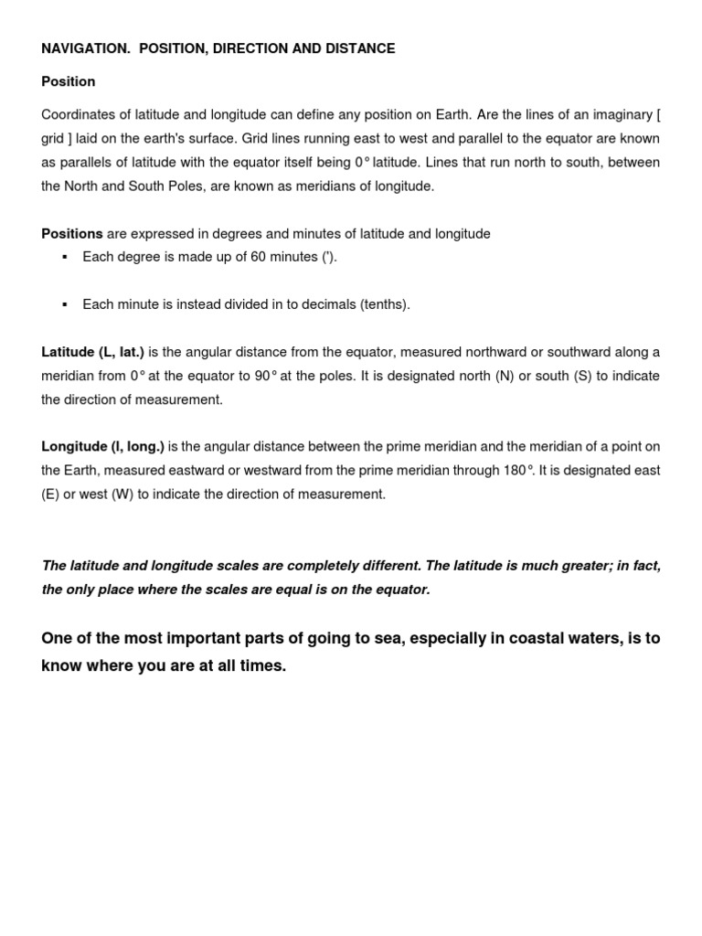 What Is Marine Navigation | PDF | Longitude | Latitude