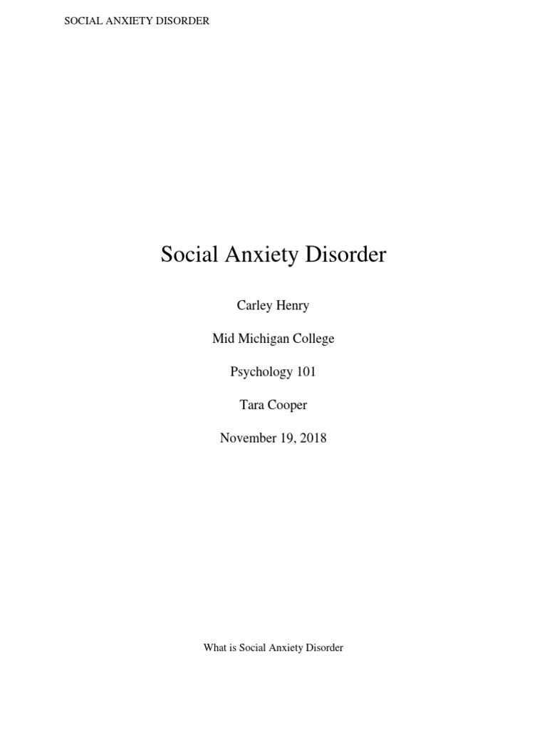 Understanding Social Anxiety Disorder | PDF | Anxiety Disorder | Social ...