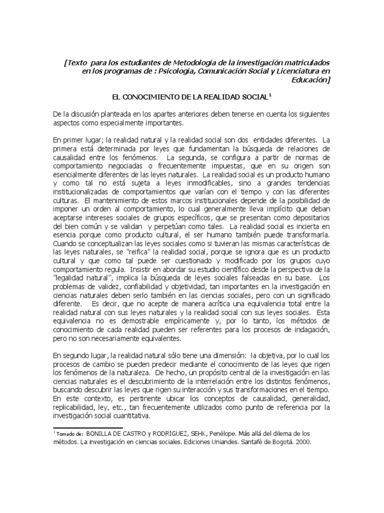 Comprendiendo la Realidad Social | PDF | Science | Realidad