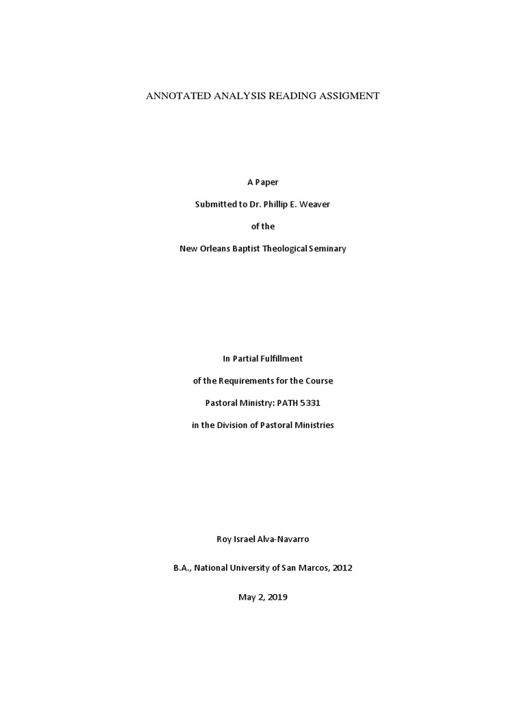 Annotated Analysis Reading Assigment | PDF | Elder (Christianity) | New ...