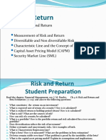 Risk Return Concepts CAPM SML