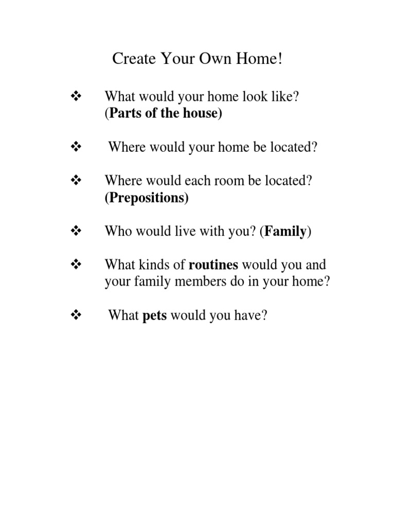 Create Your Own Home! (Prepositions) PDF